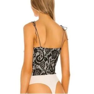 Superdown black and beige lace bodysuit